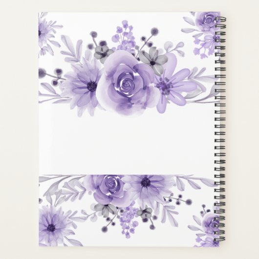 Elegante Lavendel Paarse Bloemen Waterverf Planner (Achterkant)