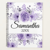 Elegante Lavendel Paarse Bloemen Waterverf Planner (Voorkant)