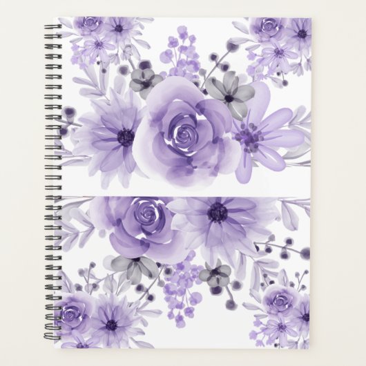 Elegante Lavendel Paarse Bloemen Waterverf Planner (Voorkant)