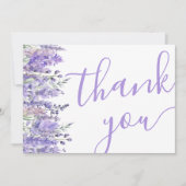 Elegante Lavendel Paarse Bloemige Bruidsdouche Bedankkaart (Voorkant)