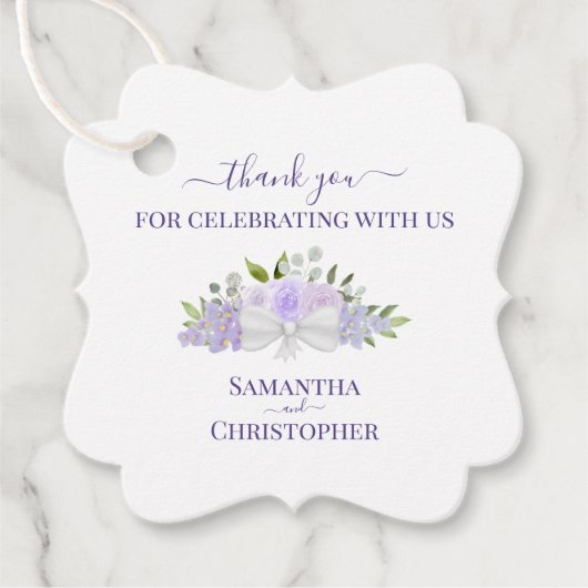 Elegante Lavendel Paarse Boho bruiloft dank u Bedankjes Labels (Voorkant)