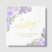 Elegante Lavendel Paarse Boho Floral Folie bruilof Gastenboek (Voorkant)
