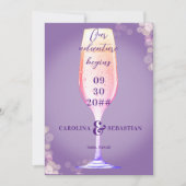 Elegante Lavendel Paarse Bubble Champagne bruiloft Save The Date (Voorkant)