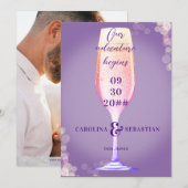 Elegante Lavendel Paarse Bubble Champagne bruiloft Save The Date (Voorkant / Achterkant)
