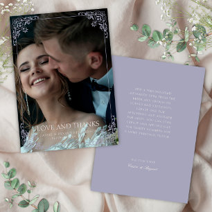 Elegante Lavendel Paarse Chic Vintage bruiloft Bedankkaart