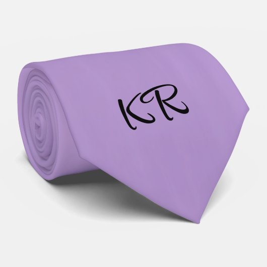 Elegante Lavendel Paarse Classic Monogram Initiale Stropdas (Opgerold)