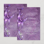 Elegante lavendel Paarse eerste communie uitnodigi Kaart (Voorkant / Achterkant)