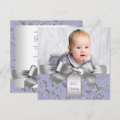 Elegante lavendel Paarse en grijze doop Kaart (Voorkant / Achterkant)