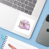 Elegante lavendel paarse hoge hakken sticker (Laptop met iPhone)