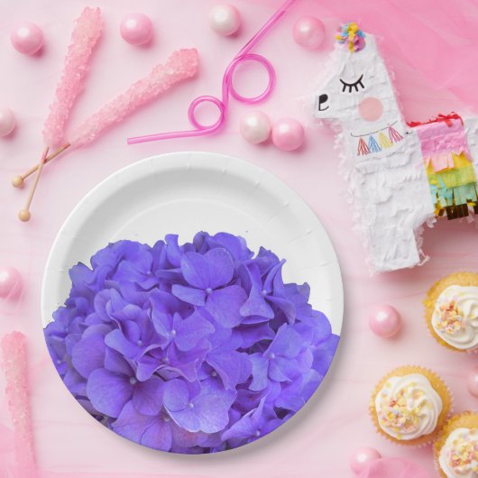 Elegante Lavendel paarse Hydrangeas paarse bloemen Papieren Bordje (Feest)