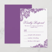 Elegante Lavendel Paarse Kant Patroon RSVP Kaartje (Voorkant / Achterkant)