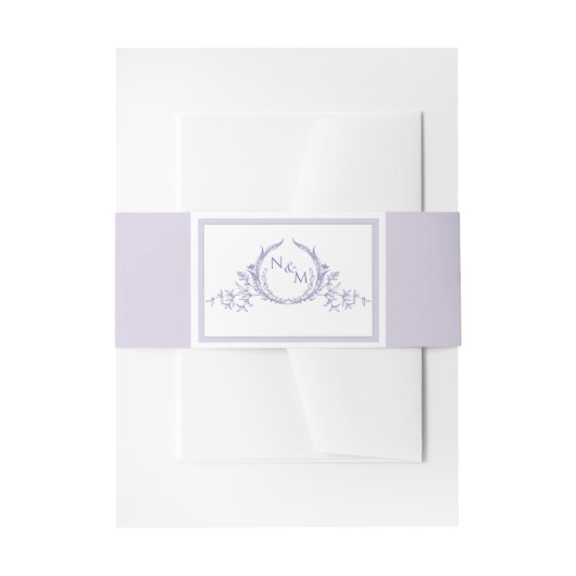 Elegante Lavendel Paarse Monogram Bruiloft Uitnodigingen Wikkel (Voorkant Voorbeeld)