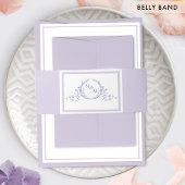 Elegante Lavendel Paarse Monogram Bruiloft Uitnodigingen Wikkel