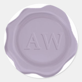 Elegante Lavendel Paarse Monogram Bruiloft Wax Sea Ronde Sticker