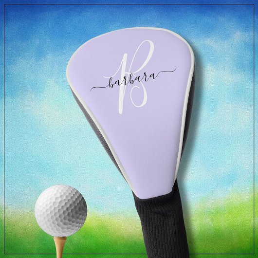 Elegante Lavendel Paarse Monogram Initiaal Naam * Golfheadcover