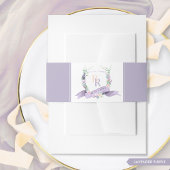 Elegante Lavendel Paarse Monogrammed Bruiloft Uitnodigingen Wikkel