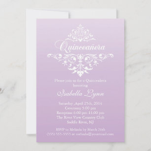 Elegante Lavendel Paarse Ombre Quinceañera Party Kaart