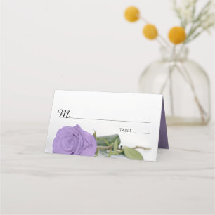 Elegante Lavendel Paarse Roos bruiloft schrijven-i Plaatskaartje
