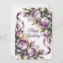 Elegante lavendel paarse rozen gelukkige verjaarda