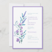 Elegante Lavendel Paarse Waterverf bruiloft Kaart (Voorkant)