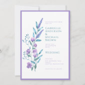 Elegante Lavendel Paarse Waterverf bruiloft Kaart (Voorkant)