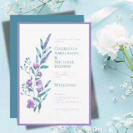 Elegante lavendel paarse waterverf trouwkaart kaart