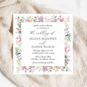 Elegante Lavendel Paarse Wildflower Bruiloft Kaart