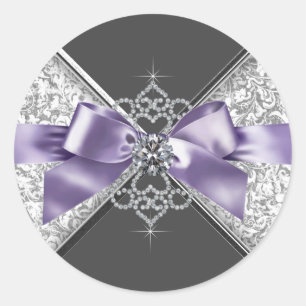 Elegante Lavendel Paarse Witte Diamanten Sticker