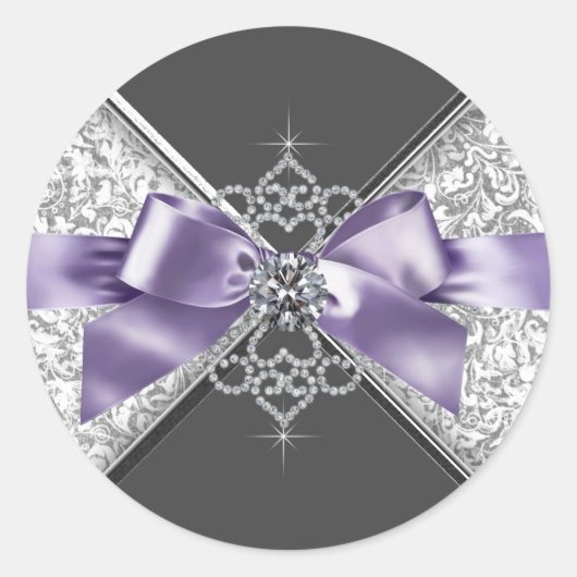Elegante Lavendel Paarse Witte Diamanten Sticker (Voorkant)