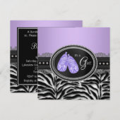 Elegante lavendel paarse zebra babyshower kaart (Voorkant / Achterkant)