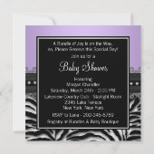 Elegante lavendel paarse zebra babyshower kaart (Achterkant)