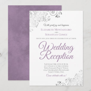 Elegante lavendel paarse & zilveren huwelijksrecep kaart
