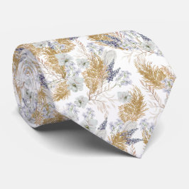 Elegante Lavendel & Pampas Watercolor Bloemen Stropdas