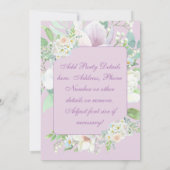 Elegante Lavendel Pastel Bloemige Uitnodiging  (Achterkant)