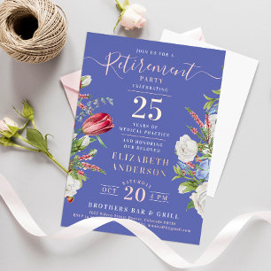 Elegante Lavendel Pensioen Bloemen Folie Uitnodigi Uitnodiging