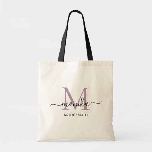 Elegante Lavendel Persoonlijke Bruidsmeisje Naam Tote Bag (Voorkant)