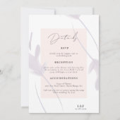 Elegante lavendel & perzik alles in één bruiloft kaart (Achterkant)