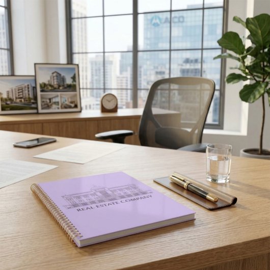 Elegante lavendel planner met architecturaal ontwe