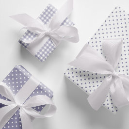 Elegante Lavendel Polka Dots Gingham Patroon Mix Inpakpapier Vel