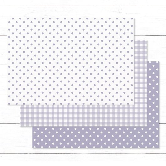 Elegante Lavendel Polka Dots Gingham Patroon Mix Inpakpapier Vel