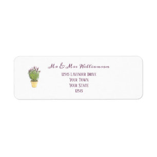 Elegante Lavendel Potted Plant Huis Verwarming Etiket
