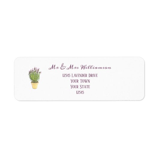 Elegante Lavendel Potted Plant Huis Verwarming Etiket (Voorkant)