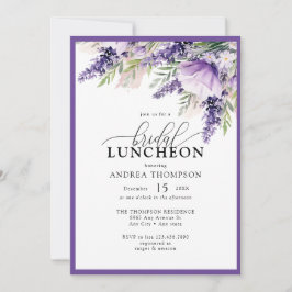 Elegante Lavendel Purple Flowers Bruids Luncheon Kaart