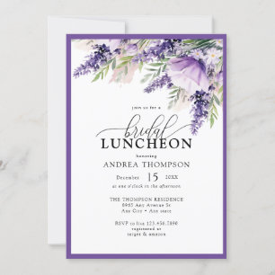 Elegante Lavendel Purple Flowers Bruids Luncheon Kaart