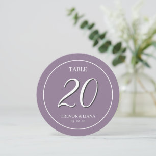 Elegante lavendel ronde tafelnummerkaarten kaart