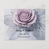 Elegante Lavendel Roos bruiloft Bewaar de datum Aankondigingskaart (Voorkant)