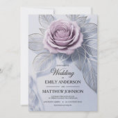 Elegante Lavendel Roos bruiloft uitnodiging (Voorkant)