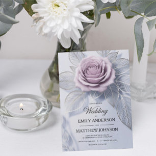 Elegante Lavendel Roos bruiloft uitnodiging