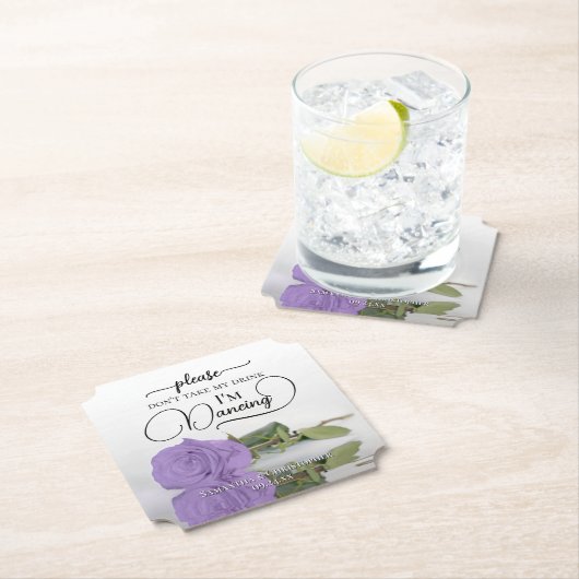Elegante lavendel Roos niet nemen mijn Drink bruil Kartonnen Onderzetters (Insitu)