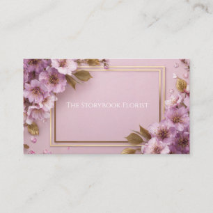 Elegante lavendel roze bloesem goud blad bloemmoti visitekaartje
